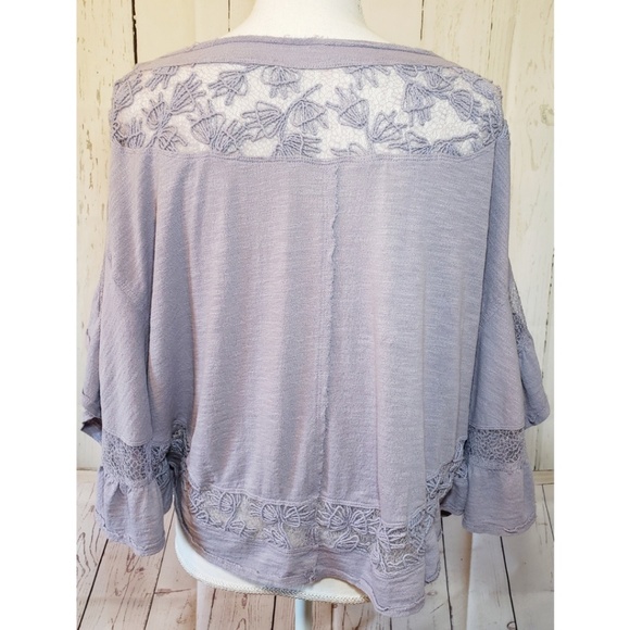 FREE PEOPLE dusty purple lacy ruffle blouse S - Picture 2 of 6
